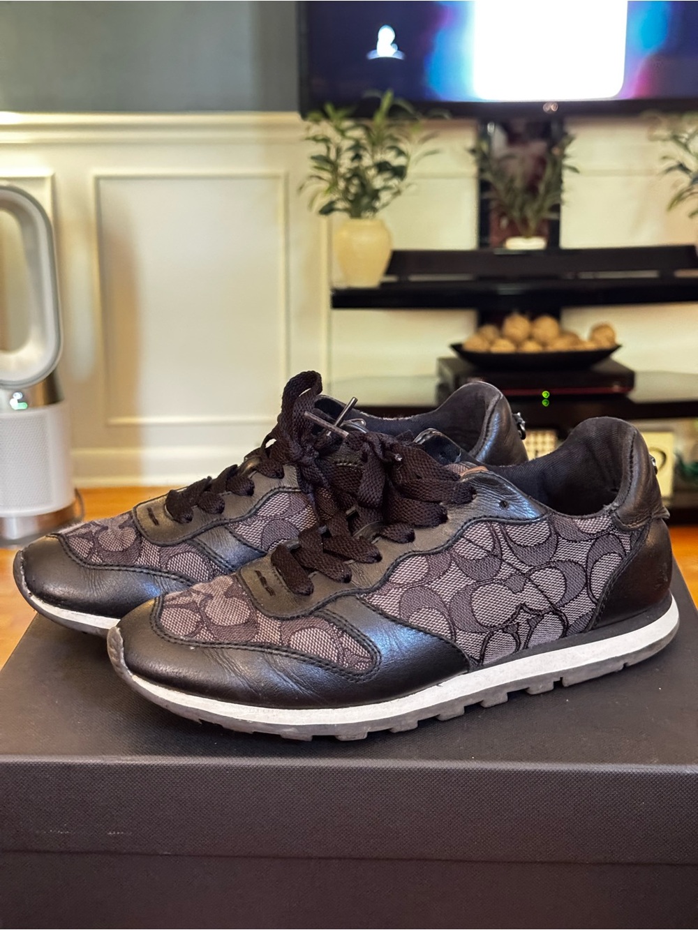 Coach Black and Grey Signature Logo Rebecca Sneakers